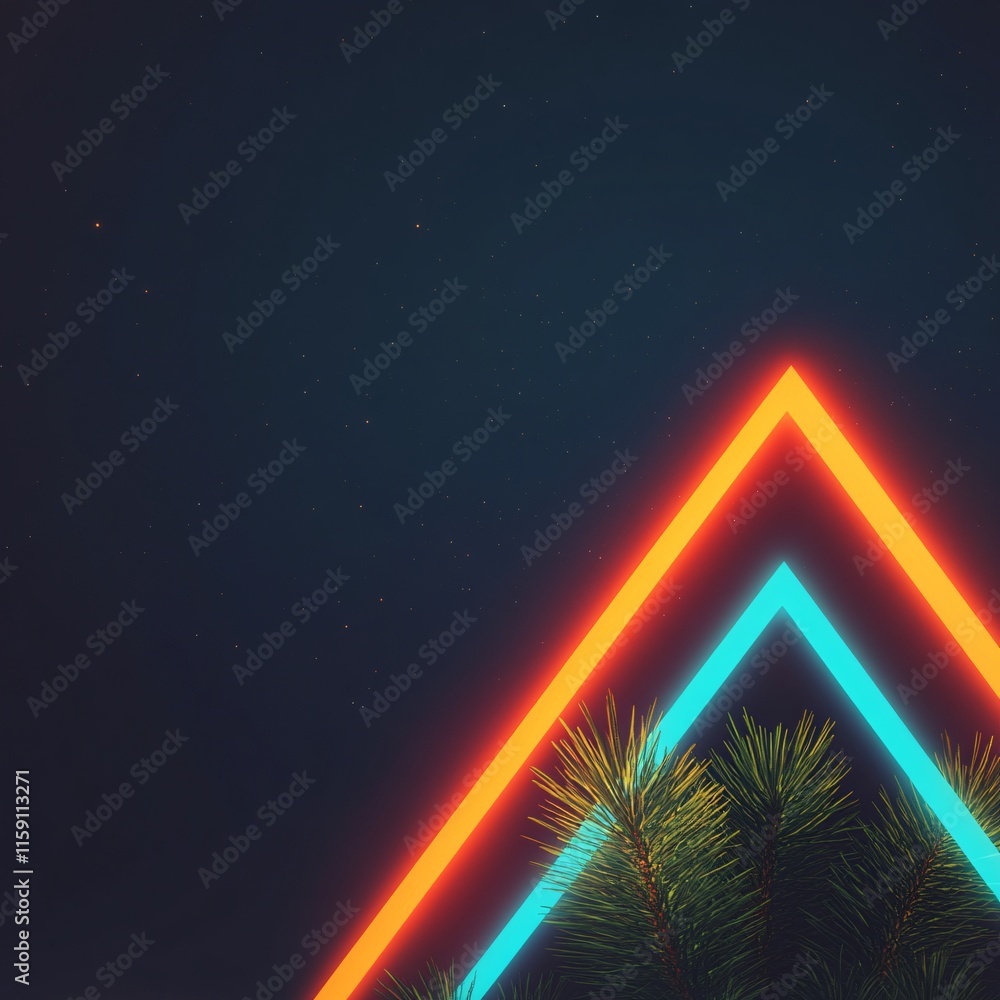 Poster dynamic neon backdrop with gradient colors and tropical elements creates a vibrant atmosphere for vi