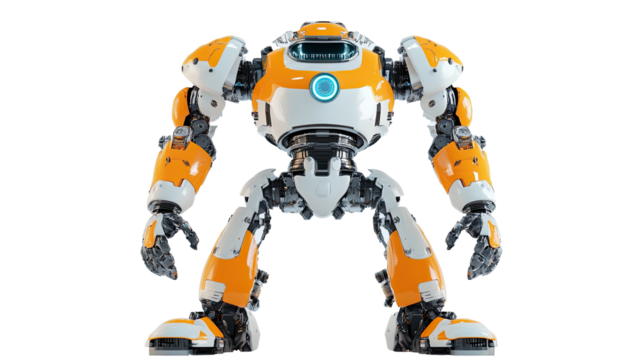 Toy robot isolated on white transparent background