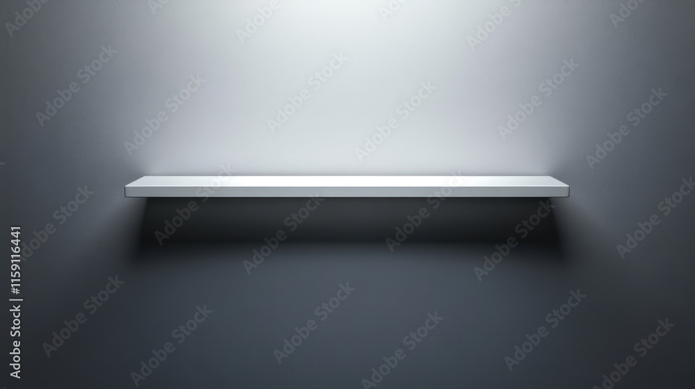 Poster minimalist floating shelf against simple gray background