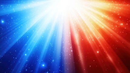 Colorful Rays of Light in Red and Blue with Sparkling Background