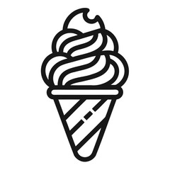 Ice cream cone icon line art vector logo. vector in black and white, contour, vector, transparent background