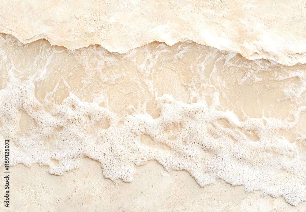 Aufkleber Serene Ocean Waves Gently Lapping on Golden Sand with Soft Foam Creating a Calm and Tranquil Beach Atmosphere Ideal for Relaxation and Meditation