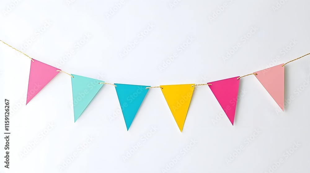 Aufkleber colorful triangular flags strung on a simple twine