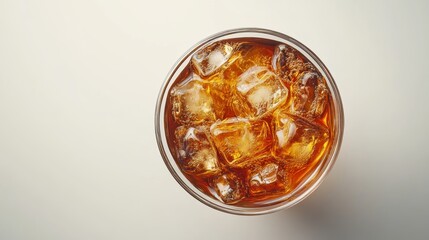 Refreshing Glass of Iced Tea with Ice Cubes on a Light Background - Perfect for Summer and Beverage Themes
