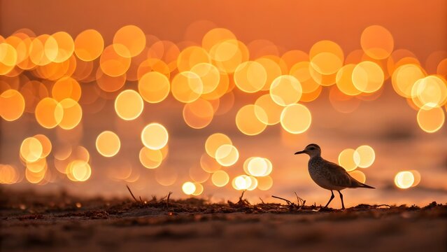 Abstract orange bokeh evining background with blurred bokeh circles for christmas or spring concepts in vibrant and festive designs