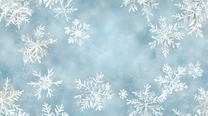 Abstract and creative background. A tranquil winter scene featuring delicate, detailed snowflakes falling