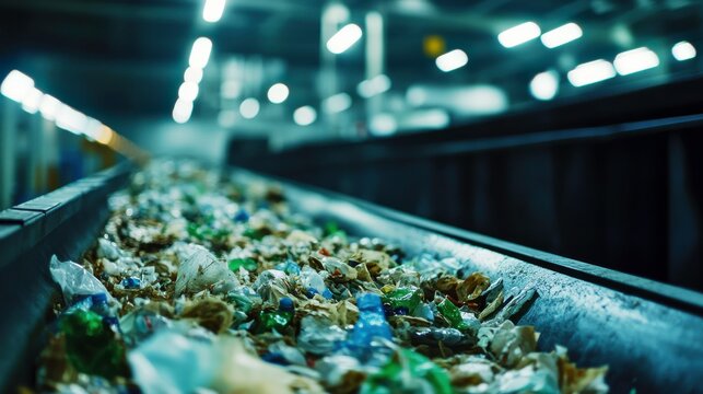 High-Tech Waste Sorting Facility Under Bright Lighting