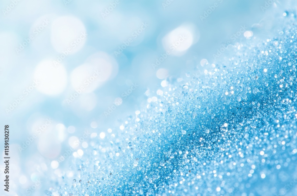 Poster Soft Textured Blue Background with Shimmering Bokeh and Water Droplets Creating a Dreamy and Refreshing Aesthetic, Perfect for Abstract Designs and Creative Projects