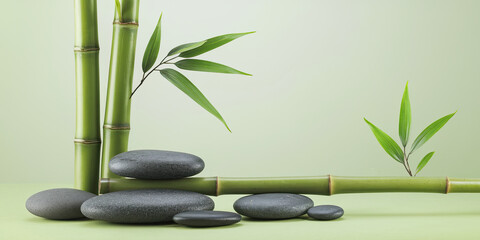 Serene Spa Scene Bamboo Stones Zen Garden Tranquility