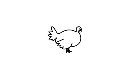 Fototapeta premium Simple Line Drawing Turkey Bird White Background
