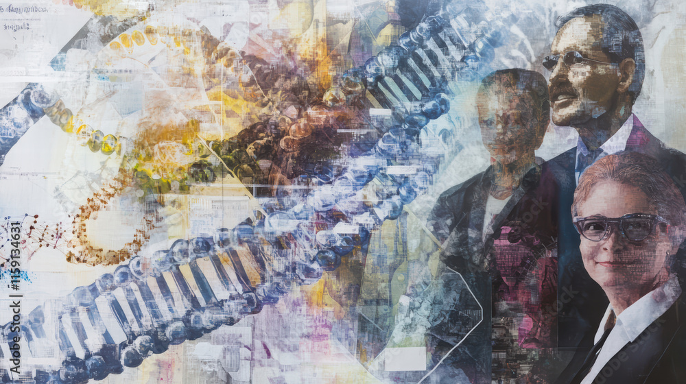 Poster collage of portraits featuring scientists and artists, showcasing creativity and innovation. backgro