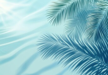 Tranquil Abstract Background with Soft Water Reflections and Palm Shadows Evoking a Serene Tropical Vibe Perfect for Relaxation and Escape Themes