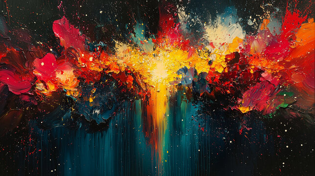 Cosmic big bang fusion explosion in vibrant colors