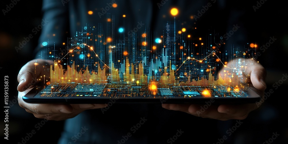 Poster data visualization tools enhance decision-making in business analysis at night