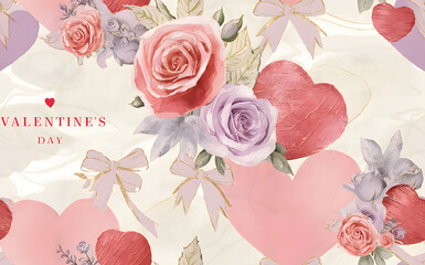 background with roses, 1x1 seamless a delicate and romantic of wrapping paper design for Valentine's day-tiled