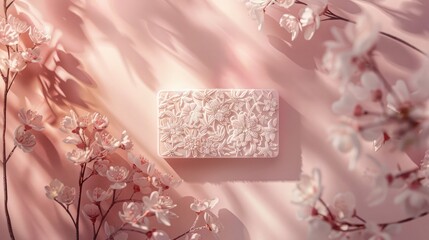 A delicate and intricate switchboard protector rests on a soft pink background, its dainty beauty charming the senses