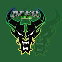A dynamic illustration of a red devil skull with horns, perfect for merchandise, t-shirts, and branding.