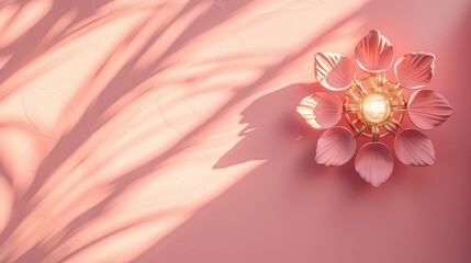 A delicate and intricate wall solar light rests on a soft pink background, its dainty beauty charming the senses