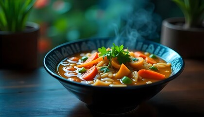 Meal soup vegetable japanese background food hot bowl onion noodle asian. .