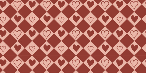 Seamless pattern Valentine's Day with hearts.Geometric Template holiday illustration.Design for card,postcard, poster,print,banner.Great for textiles, wallpaper-surface design