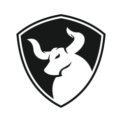 Bull and Shield Logo Design Vector
