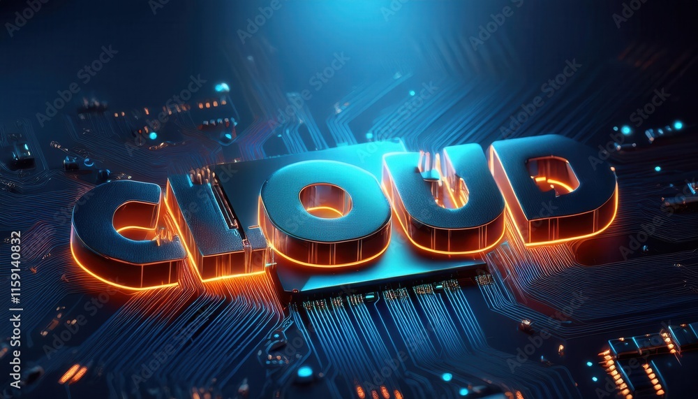 Poster cloud computing technology concept in digital design