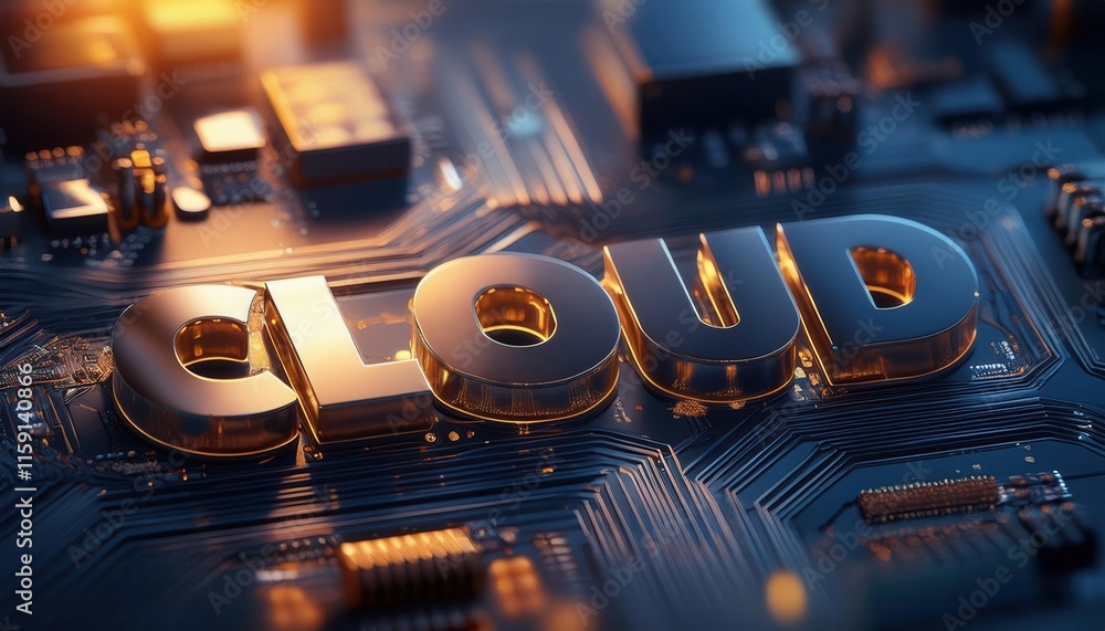 Poster cloud computing technology concept in digital design