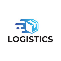 Logistic box logo. Fast delivery logo template design