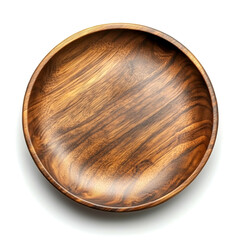 Obraz premium Wooden Plate isolated on white background, top view.