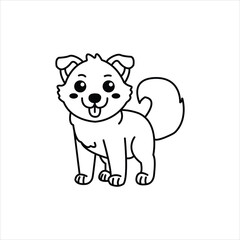 Nice dog line art for kids coloring book vector art illustration.