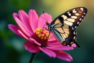 Fototapeta premium Delicate flower petals unfolding on a butterfly's wings, insect, wildlife, petals
