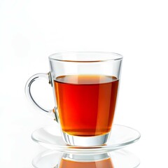 Glass cup of tea isolated on white backgroun