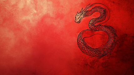 A vibrant Chinese New Year-themed design featuring traditional elements like red lanterns, gold coins, and blooming cherry blossoms, arranged artfully around a clean negative space ideal for text 