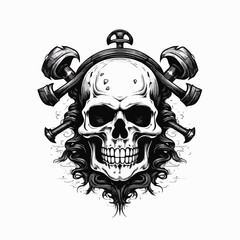 Skull and Bones Symbol Vector Illustration Isolated on White Background