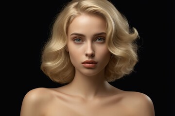 Fototapeta premium blond woman with blue eyes and a short blond bob
