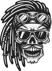 Rider skull with masculine style & retro glasses