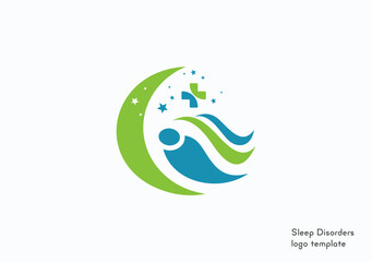 minimalist logo template for sleep disorders therapy, featuring calming colors and a simple icon symbolizing rest and relaxation
