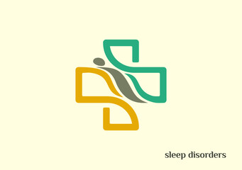 sleek line design for a hospital symbol, incorporating a subtle sleep disorder icon for clarity and focus