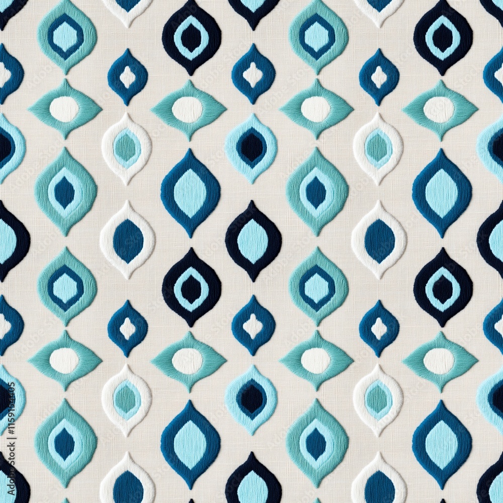 Poster abstract teal and navy geometric pattern: a seamless, repeating pattern of abstract teardrop shapes 