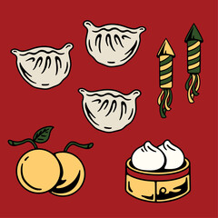 Chinese New Year_Gyoza Oranges Firecrackers