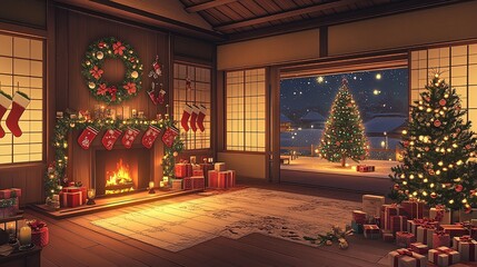 Xmas decoration with warm vibe in cold december