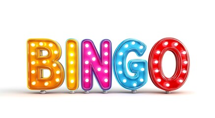 3D retro style bingo text illustration bringing excitement to game events and parties