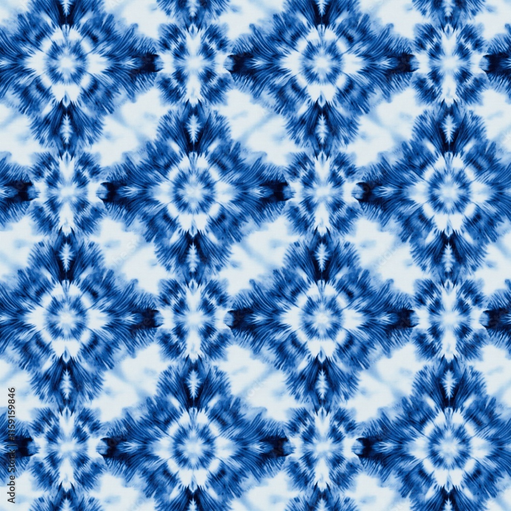 Poster indigo tie dye seamless pattern: a captivating and intricate indigo tie dye pattern seamlessly repea