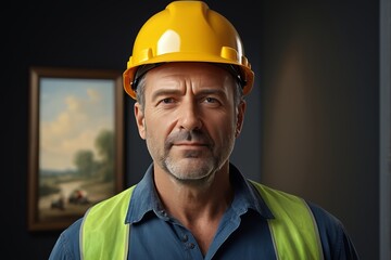 arafed man wearing a hard hat and a blue shirt