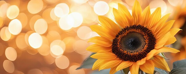 Fototapeta premium Sunflower floral abstract background concept. Bright and beautiful sunflower with a bokeh background for a cheerful ambiance.