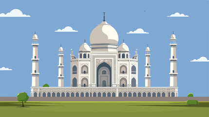 Flat Vector Icon of Large Castle Fortress or Kingdom for Graphic Designs