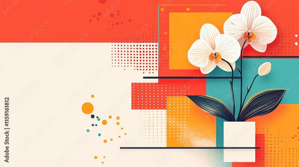 Poster orchid floral abstract background idea. beautiful abstract design featuring an elegant orchid in a m