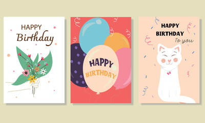 Happy Birthday greeting card. Vector image in Illustrator