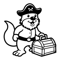 Groundhog as a pirate line art design