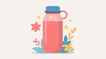 Colorful Kids School Water Bottle Vector Illustration